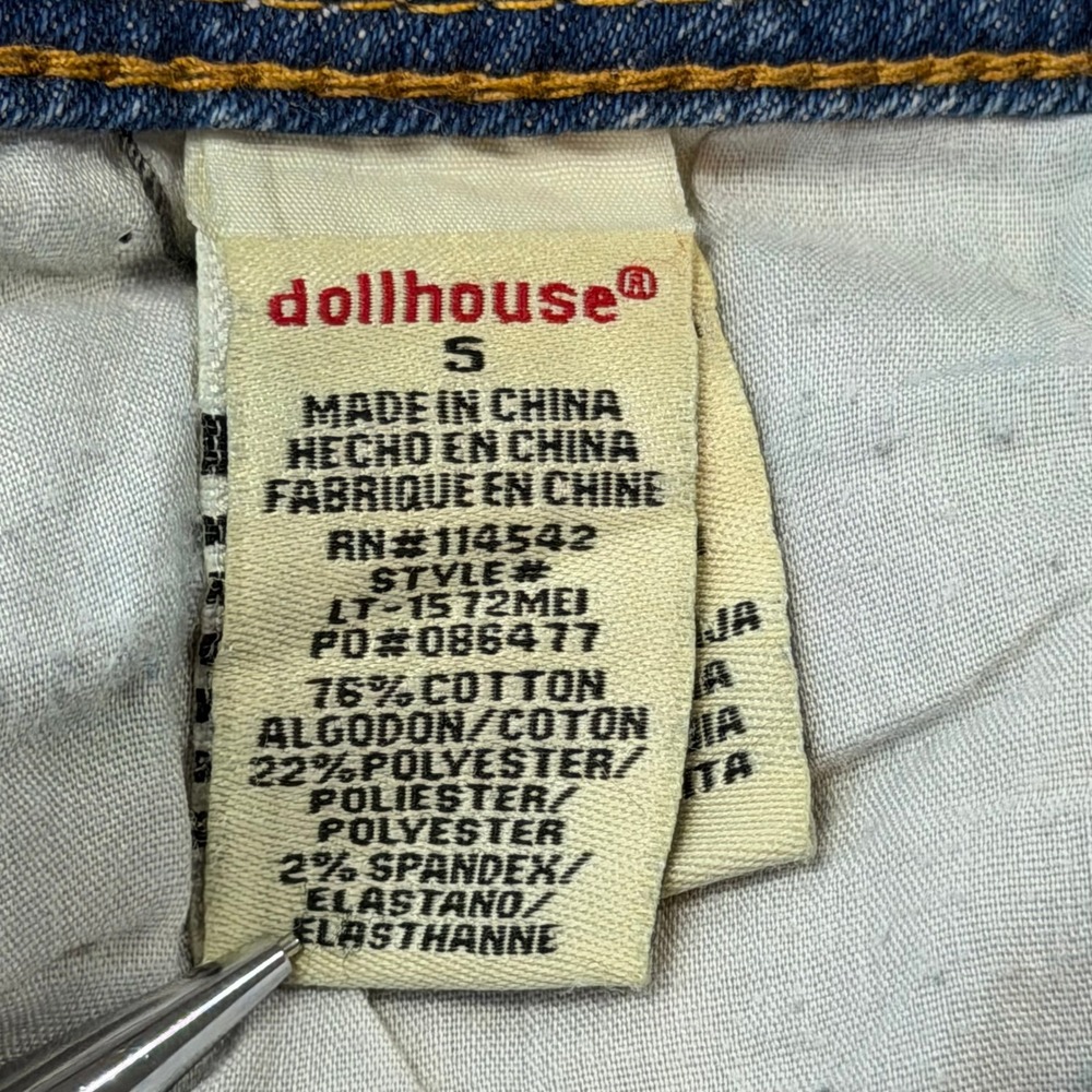 Dollhouse Skinny Jean Women 5 Blue Good Distress Union Jack Low Rise LT-1572MEI - Picture 9 of 13